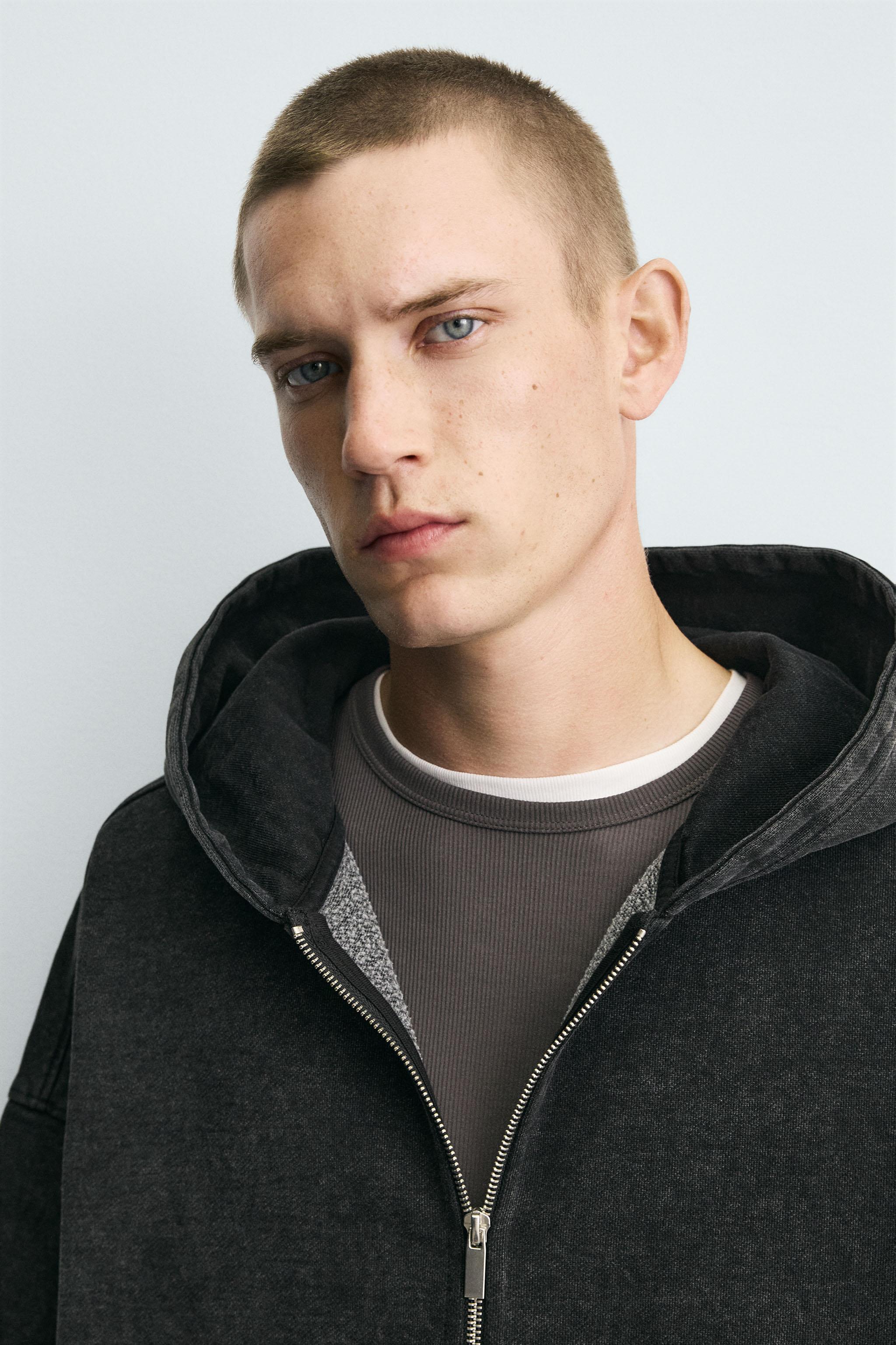 SWEAT DÉLAVÉ ZIPPÉ À CAPUCHE